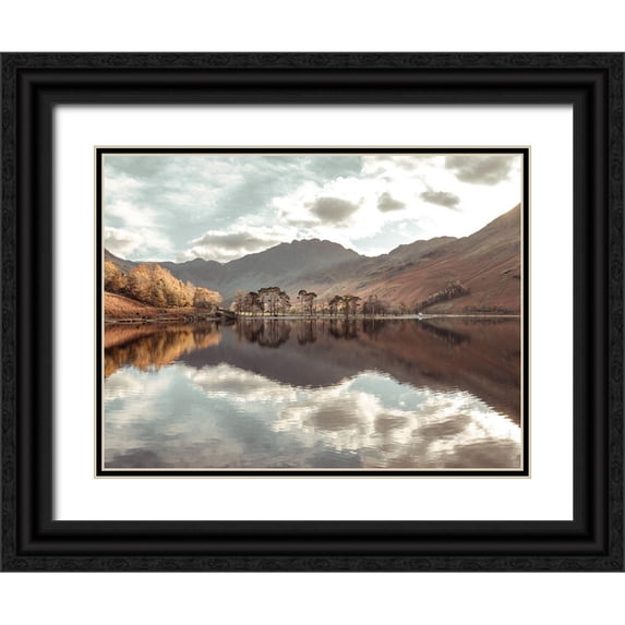 Frank, Assaf 32x25 Black Ornate Wood Framed with Double Matting Museum Art Print Titled - Still Lake-Lake District
