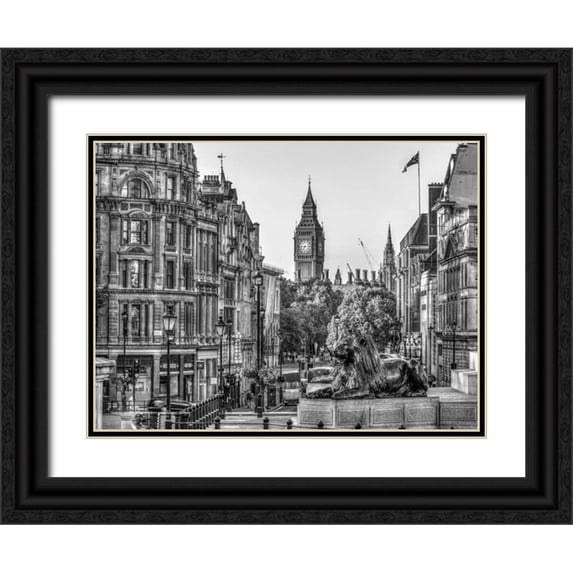 Frank, Assaf 32x25 Black Ornate Wood Framed with Double Matting Museum Art Print Titled - Trafalgar Square, London, UK