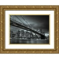 thumbnail image 1 of Frank, Assaf 32x25 Gold Ornate Wood Framed with Double Matting Museum Art Print Titled - Brooklyn Bridge and lower Manhattan skyline at dusk, New York, 1 of 4