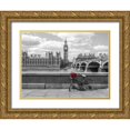 thumbnail image 1 of Frank, Assaf 32x25 Gold Ornate Wood Framed with Double Matting Museum Art Print Titled - Bunch of Roses on a bicycle agaisnt Westminster Abby, London, UK, 1 of 4