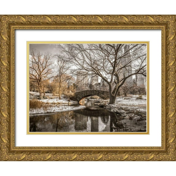 Frank, Assaf 32x25 Gold Ornate Wood Framed with Double Matting Museum Art Print Titled - Central park in New York