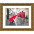 thumbnail image 1 of Frank, Assaf 32x25 Gold Ornate Wood Framed with Double Matting Museum Art Print Titled - Dog with umbrella in London, 1 of 4