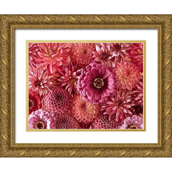 Frank, Assaf 32x25 Gold Ornate Wood Framed with Double Matting Museum Art Print Titled - Mixed flowers