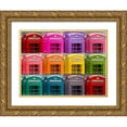thumbnail image 1 of Frank, Assaf 32x25 Gold Ornate Wood Framed with Double Matting Museum Art Print Titled - Multicoloured telephone boxes, 1 of 4