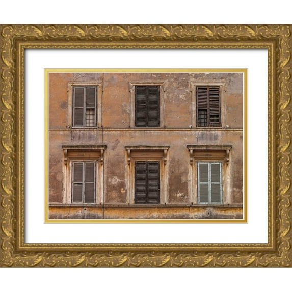 Frank, Assaf 32x25 Gold Ornate Wood Framed with Double Matting Museum Art Print Titled - Old rustic building in Rome, Italy