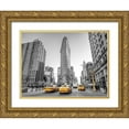 thumbnail image 1 of Frank, Assaf 32x25 Gold Ornate Wood Framed with Double Matting Museum Art Print Titled - Yellow Taxis- Flatiron Building-Manhattan-New York, 1 of 4