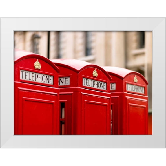 Frank, Assaf 32x25 White Modern Wood Framed Museum Art Print Titled - Close-up of telephone box in a row, England