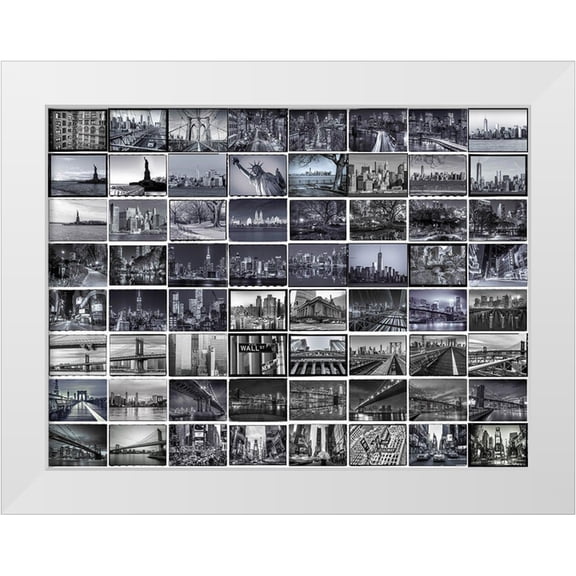 Frank, Assaf 32x25 White Modern Wood Framed Museum Art Print Titled - Collage of New York city