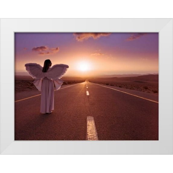 Frank, Assaf 32x25 White Modern Wood Framed Museum Art Print Titled - FTBR 1702 Road Angel