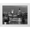 thumbnail image 1 of Frank, Assaf 32x25 White Modern Wood Framed Museum Art Print Titled - London-River Thames-Waterloo brigde and houses of parliment at night, 1 of 4