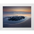 thumbnail image 1 of Frank, Assaf 32x25 White Modern Wood Framed Museum Art Print Titled - Rocks on the beach at dusk, 1 of 4
