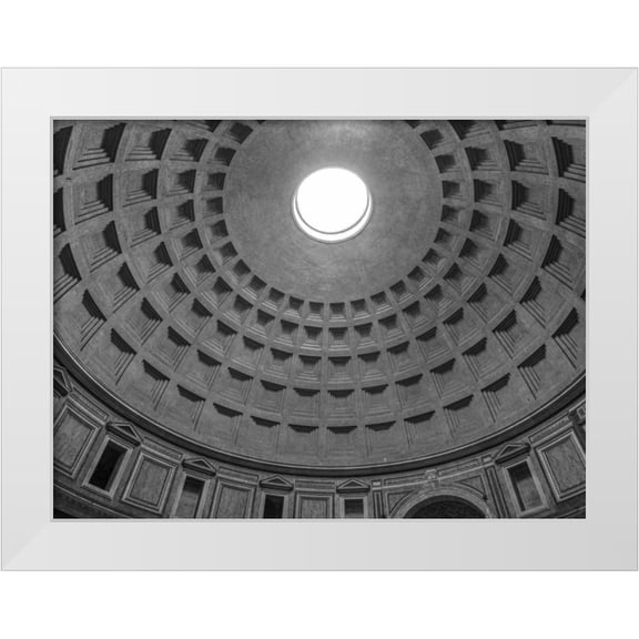 Frank, Assaf 32x25 White Modern Wood Framed Museum Art Print Titled - Roman Pantheon dome from inside, Rome, Italy