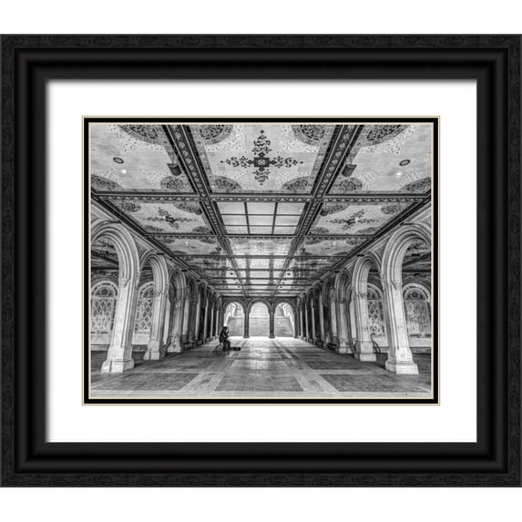 Frank, Assaf 32x26 Black Ornate Wood Framed with Double Matting Museum Art Print Titled - Bethesda Terrace in Central park, New York