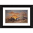 thumbnail image 1 of Frank Buchser 18x12 Black Ornate Wood Framed Double Matted Museum Art Print Titled - Campfire at Sunrise in the Laramie Plains (1866), 1 of 5
