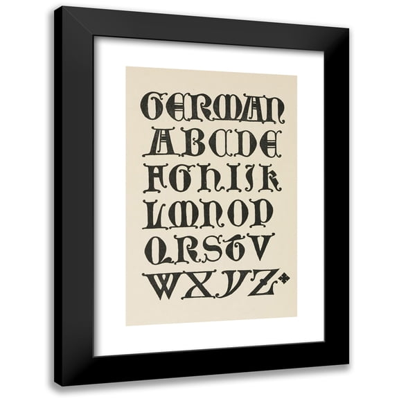 Frank Chouteau Brown 11x14 Black Modern Framed Museum Art Print Titled - German Uncial Gothic Capitals from a Brass (1902)
