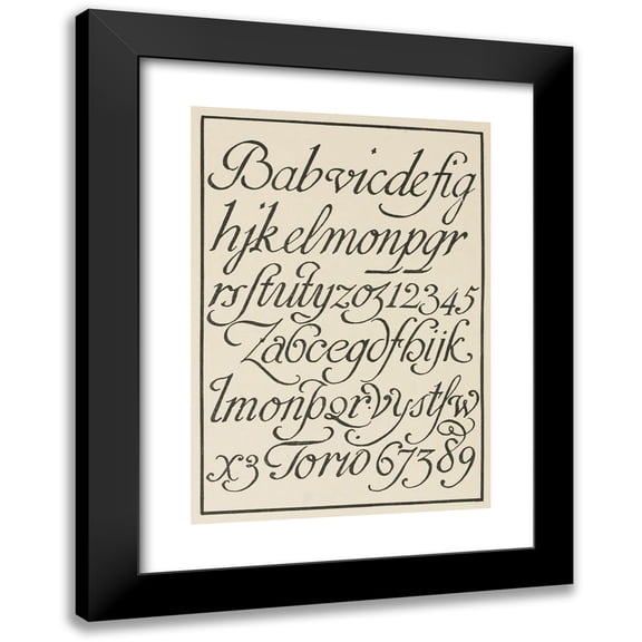 Frank Chouteau Brown 11x14 Black Modern Framed Museum Art Print Titled - Spanish Script Alphabets (1902)