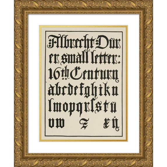 Frank Chouteau Brown 11x14 Gold Ornate Wood Frame and Double Matted Museum Art Print Titled - German Blackletters 2 (1902)