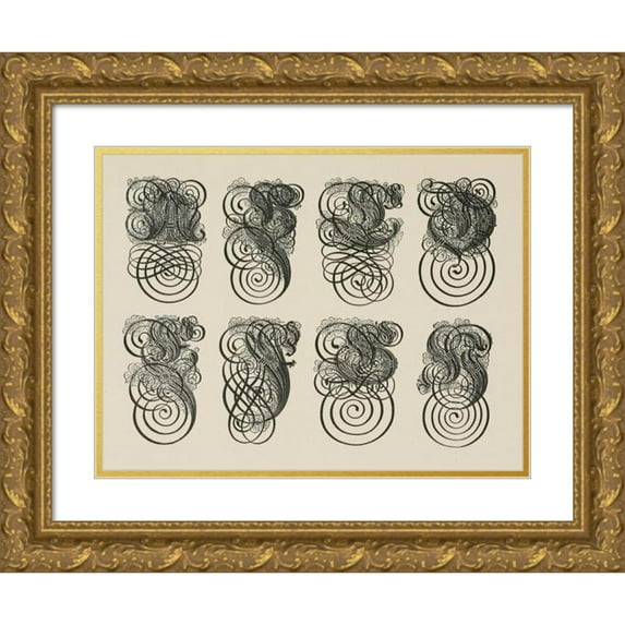 Frank Chouteau Brown 14x11 Gold Ornate Wood Frame and Double Matted Museum Art Print Titled - German Gothic Initials (1902)