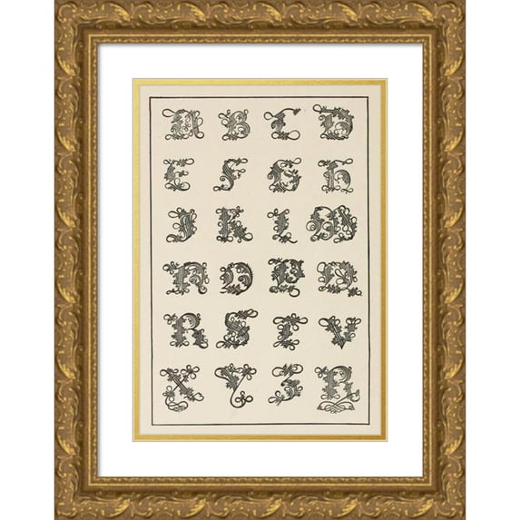 Frank Chouteau Brown 18x24 Gold Ornate Framed and Double Matted Museum Art Print Titled - Italian Gothic Initials 3 (1902)