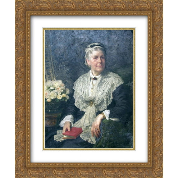 Frank Dicksee 2x Matted 20x24 Gold Ornate Framed Art Print 'Portrait of a lady in a lace edged dress'