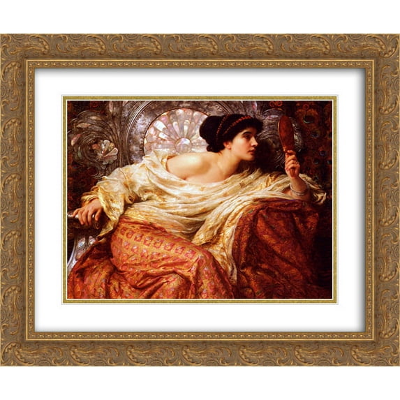 Frank Dicksee 2x Matted 24x20 Gold Ornate Framed Art Print 'The Mirror'