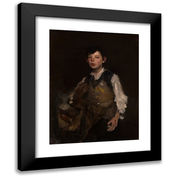 Frank Duveneck 12x14 Black Modern Framed Museum Art Print Titled - The Whistling Boy (1872)