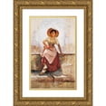 thumbnail image 1 of Frank Duveneck 13x18 Gold Ornate Wood Frame and Double Matted Museum Art Print Titled - Florentine Flower Girl (circa 1886), 1 of 4