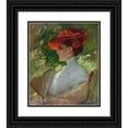 thumbnail image 1 of Frank Duveneck 15x17 Black Ornate Wood Framed Double Matted Museum Art Print Titled - Lady with a Red Hat (Portrait of Maggie Wilson) (C. 1904), 1 of 5
