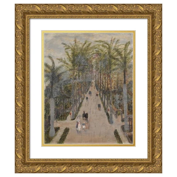 Frank E. Case 12x14 Gold Ornate Wood Frame and Double Matted Museum Art Print Titled - The Palm Alley (Before 1932)