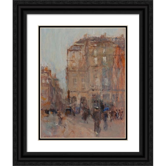 Frank Edwin Scott 12x14 Black Ornate Wood Framed Double Matted Museum Art Print Titled: A Gray Day in Paris