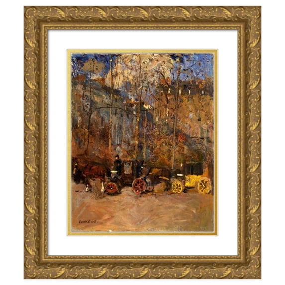 Frank Edwin Scott 12x14 Gold Ornate Wood Frame and Double Matted Museum Art Print Titled - Cabs