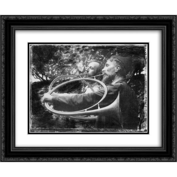 Frank Eugene 2x Matted 24x20 Black Ornate Framed Art Print 'Men with Horns'