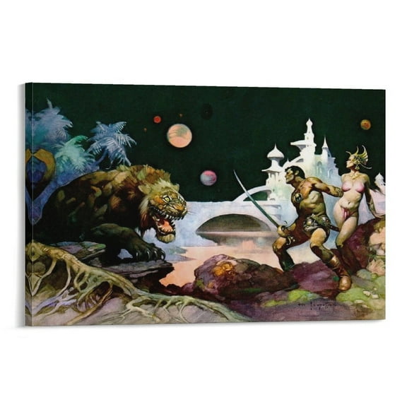 Frank Frazetta Illustrator Poster Picture Print Canvas Poster Wall Paint Art Posters Decor Modern Home Artworks Gift 16x24inch(40x60cm)