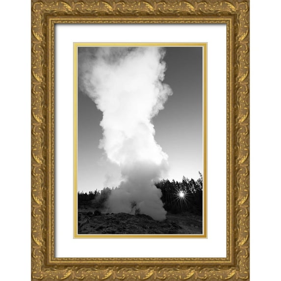 Frank, Jacob W. 11x14 Gold Ornate Wood Framed with Double Matting Museum Art Print Titled - Steamboat Geyser, Yellowstone National Park