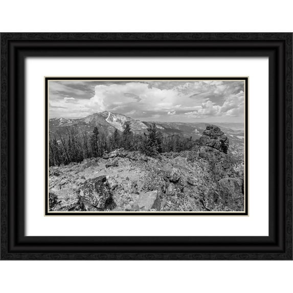 Frank, Jacob W. 14x11 Black Ornate Wood Framed with Double Matting Museum Art Print Titled - View from Sepulcher Mountain Summit, Yellowstone National Park