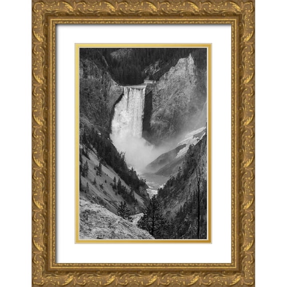 Frank, Jacob W. 17x24 Gold Ornate Wood Framed with Double Matting Museum Art Print Titled - Lower Falls from Artist Point, Yellowstone National Park
