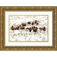 thumbnail image 1 of Frank, Jacob W. 18x13 Gold Ornate Wood Framed with Double Matting Museum Art Print Titled - Bison near Blacktail Ponds, Yellowstone National Park, 1 of 4