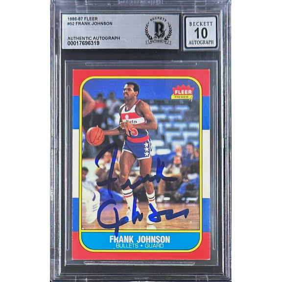 Frank Johnson Signed 1986-87 Fleer Rookie Card #52 Beckett Bullets Auto 10