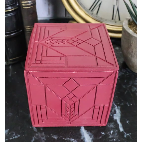 Frank Lloyd Wright Lake Geneva Tulip Art Glass Textile Block Petite Trinket Box