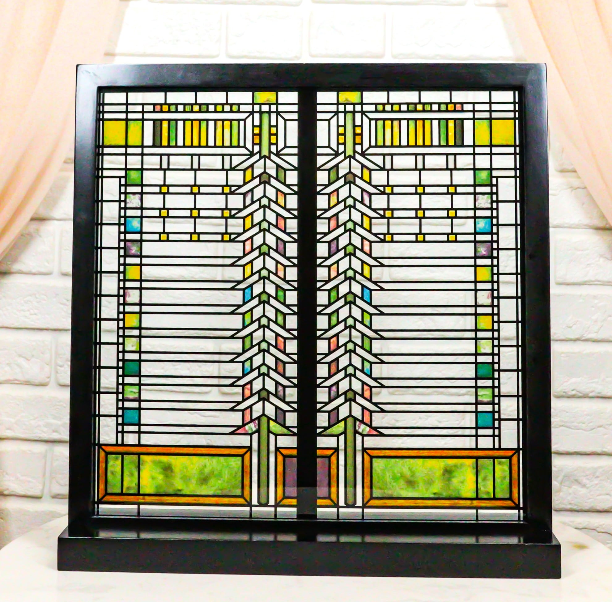 12 Inch Frank Lloyd Wright Martin House Stained Glass Casement Window