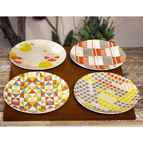 Frank Lloyd Wright Textile Taliesin West Yellow Ceramic Dessert Plates Pack Of 4