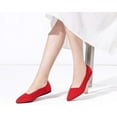 thumbnail image 1 of Flatgios Pointed-Toe Flat Knit Dress Shoes Comfortable Women's Shoes Women's Classic Soft Shoes Red-9, 1 of 10