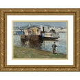 thumbnail image 1 of Frank Myers Boggs 14x11 Gold Ornate Wood Frame and Double Matted Museum Art Print Titled - The Embarcadere Sur La Seine (1886), 1 of 4