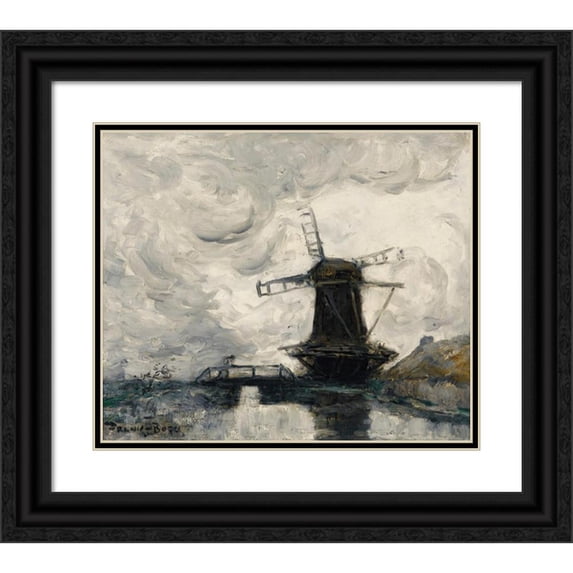 Frank Myers Boggs 14x12 Black Ornate Wood Framed Double Matted Museum Art Print Titled: The Mill