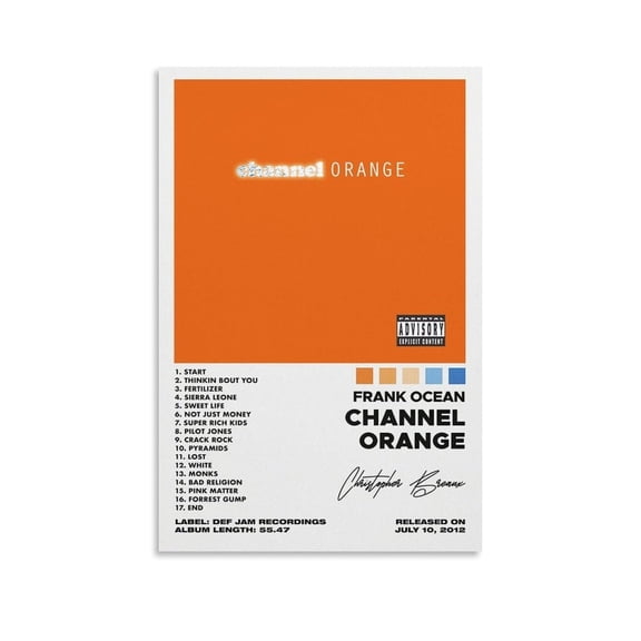 Frank Ocean Channel Orange Poster Album Cover Poster Poster Art Decor Painting Aesthetic Wall Art Canvas Unframed 12x18inch(30x45cm)