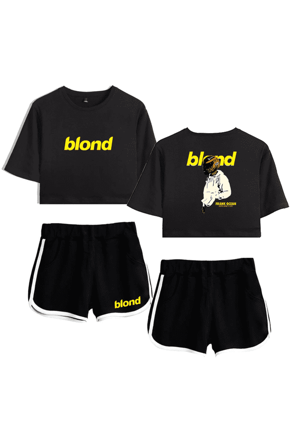 Frank Ocean Merch Blond Blonde Boy Don't Cry Crop Top T-shirt With Shorts Hip Hop Rapper T Shirt Women Girls Short Sleeve Tees Merch
