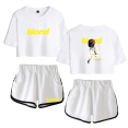 thumbnail image 1 of Frank Ocean Merch Blond Blonde Boy Don't Cry Crop Top T-shirt With Shorts Hip Hop Rapper T Shirt Women Girls Short Sleeve Tees Merch, 1 of 2