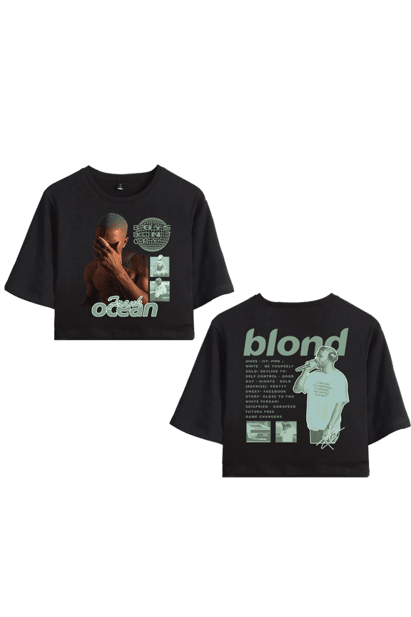 Merch Blonde Blond Crop Top T-shirt HipHop Rapper Shorts Suits T Shirt Women Girls Short Sleeve Tees