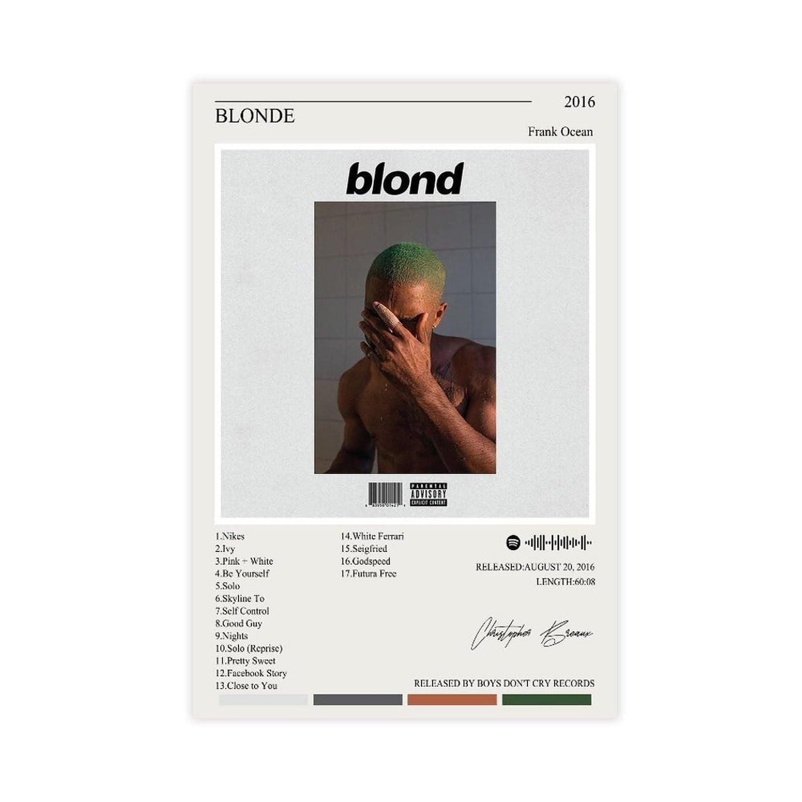 Frank Ocean Poster Blonde Album Cover Posters Rap Music Poster Wall Art ...