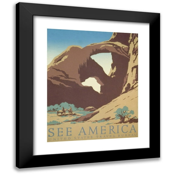 Frank S. Nicholson 15x18 Black Modern Framed Museum Art Print Titled - Discover Puerto Rico U.S.A. Where the Americas Meet (1936)